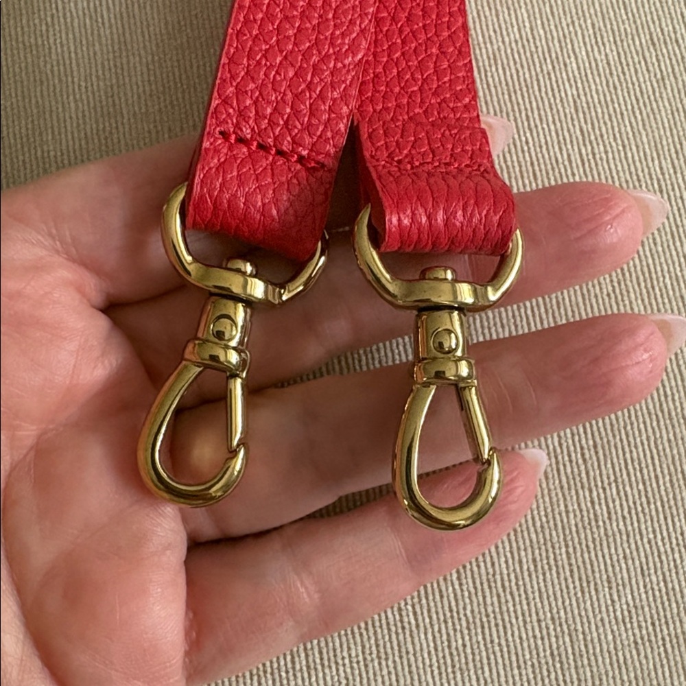 Bandolier Red Leather Strap with Gold Hardware - Picture 4 of 4